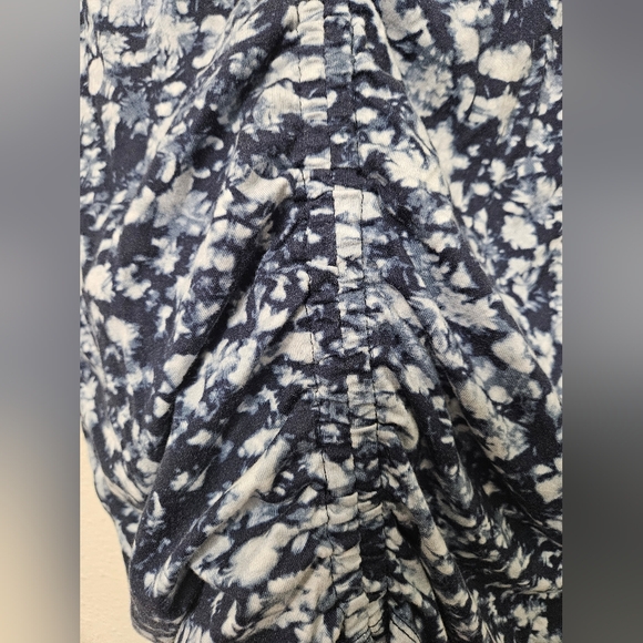 Michael kors medium cinched tie dye blue short sleeve summer cotton modal top - Picture 4 of 8